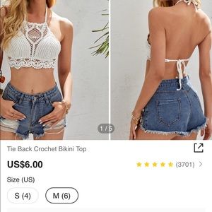 Shein crochet bikini top, NWT
